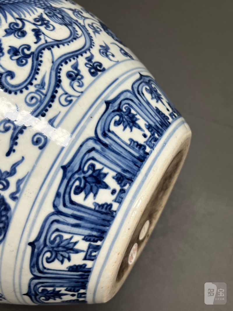 明中期  青花凤穿花纹罐 - 图13